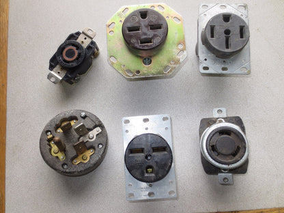 MIXED LOT - PLUG & RECEPTACLES - HUBBELL, LEVITON, PASS & SEYMOUR, GE - LOT of 6