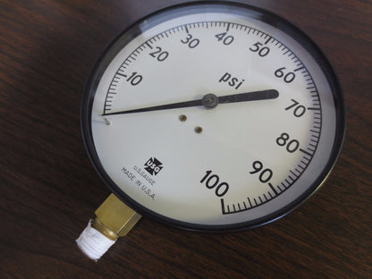 USG 158253 0-100 PSI GAUGE 4-1/2" DIAL - 1/4" ANPT LM - NEW SURPLUS - 1X730