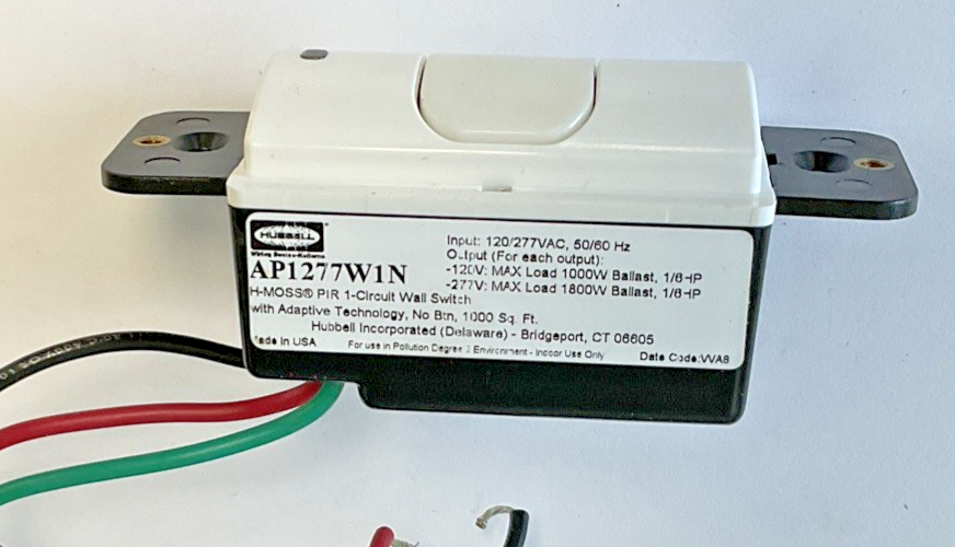 HUBBELL AP1277W1N PIR 1-CIRCUIT WALL SWITCH 120/277VAC 50/60HZ