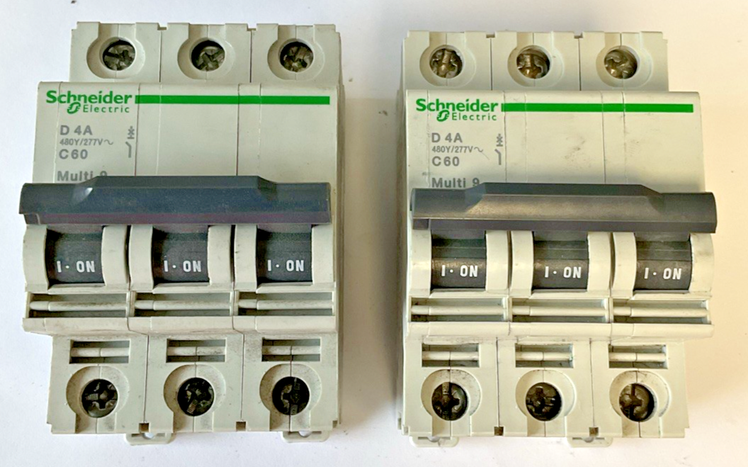SCHNEIDER ELECTRIC C60 CIRCUIT BREAKER MULTI 9 D 4A 240VAC 10KA ***LOTOF2***