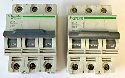 SCHNEIDER ELECTRIC C60 CIRCUIT BREAKER MULTI 9 D 4A 240VAC 10KA ***LOTOF2***