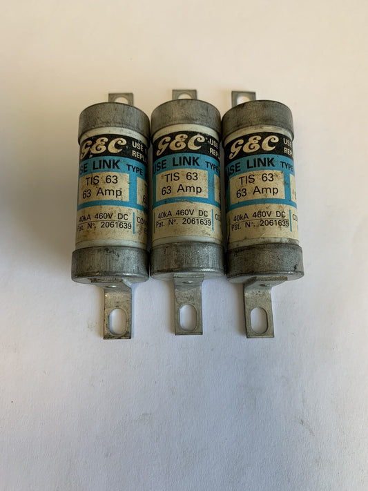 GEC TIS63 63A 460V HRC Fuse "Lot of 3"