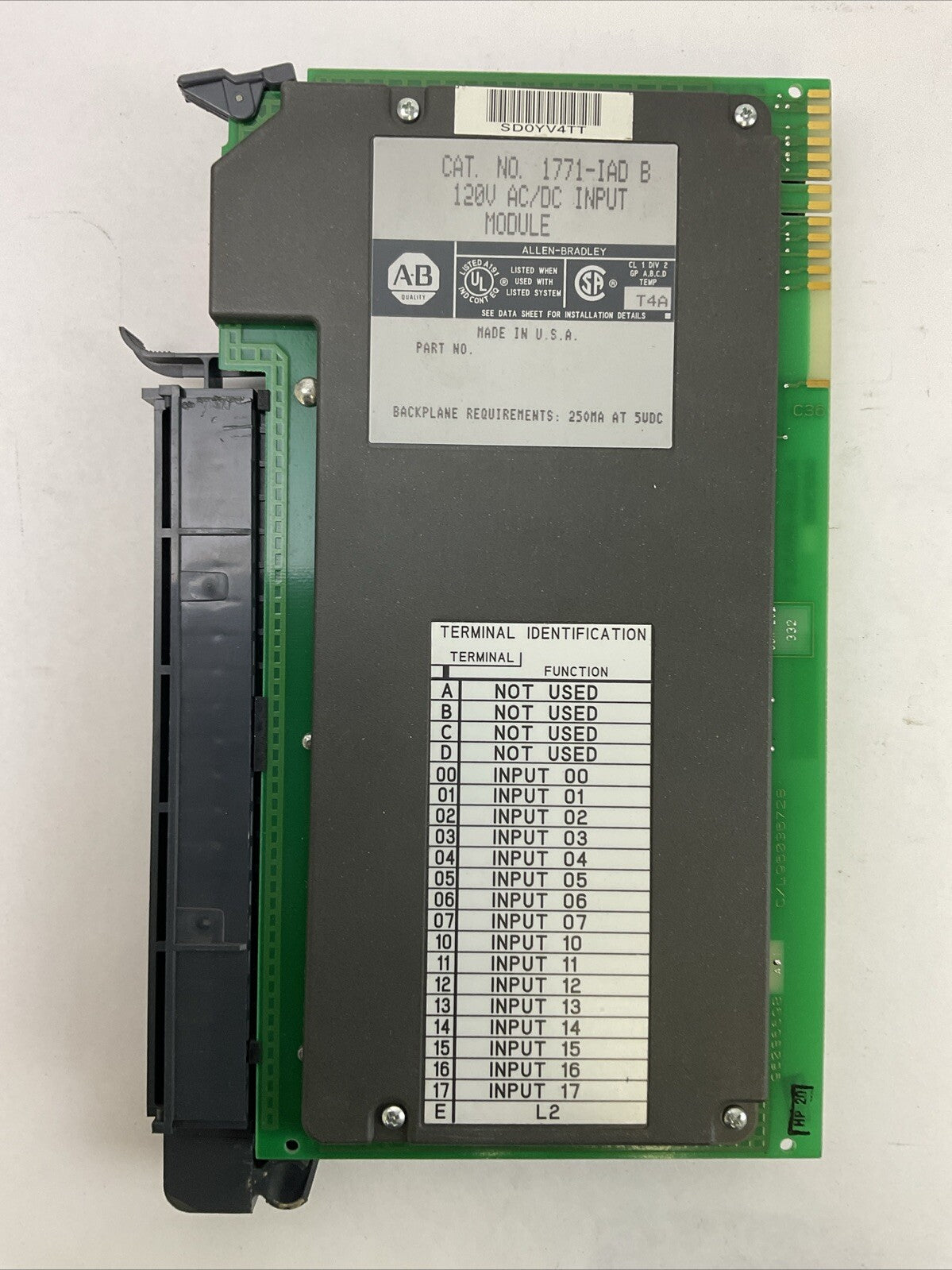 ALLEN BRADLEY 1771-IAD B 120V AC/DC INPUT MODULE