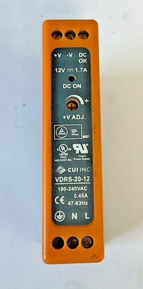 CUI VDRS-20-12 DIN RAIL POWER SUPPLY 63HZ 12VDC 1.7A 240VAC