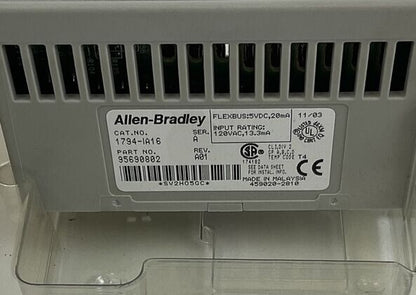 ALLEN BRADLEY 1794-IA16 INPUT MODULE SER.A 5VDC REV.A01 120VAC 20MA