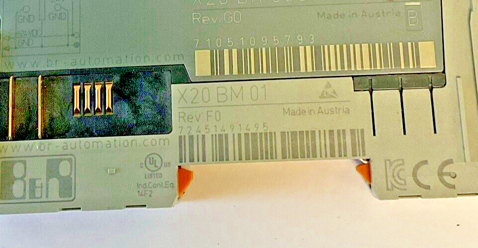 B&R AUTOMATION PLC MODULE RECEIVER X20BR9300 REV.G0 X20BM01 REV.F0