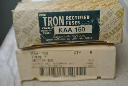 BOX of 5 / BUSSMANN / TRON KAA150 RECTIFIER FUSE / 150A / 130V / NEW SURPLUS