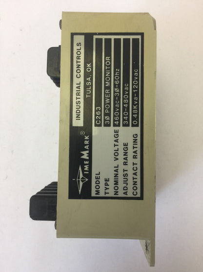 TIME MARK INDUSTRIAL CONTROLS C263 3-PHASE POWER MONITOR 340-480VAC