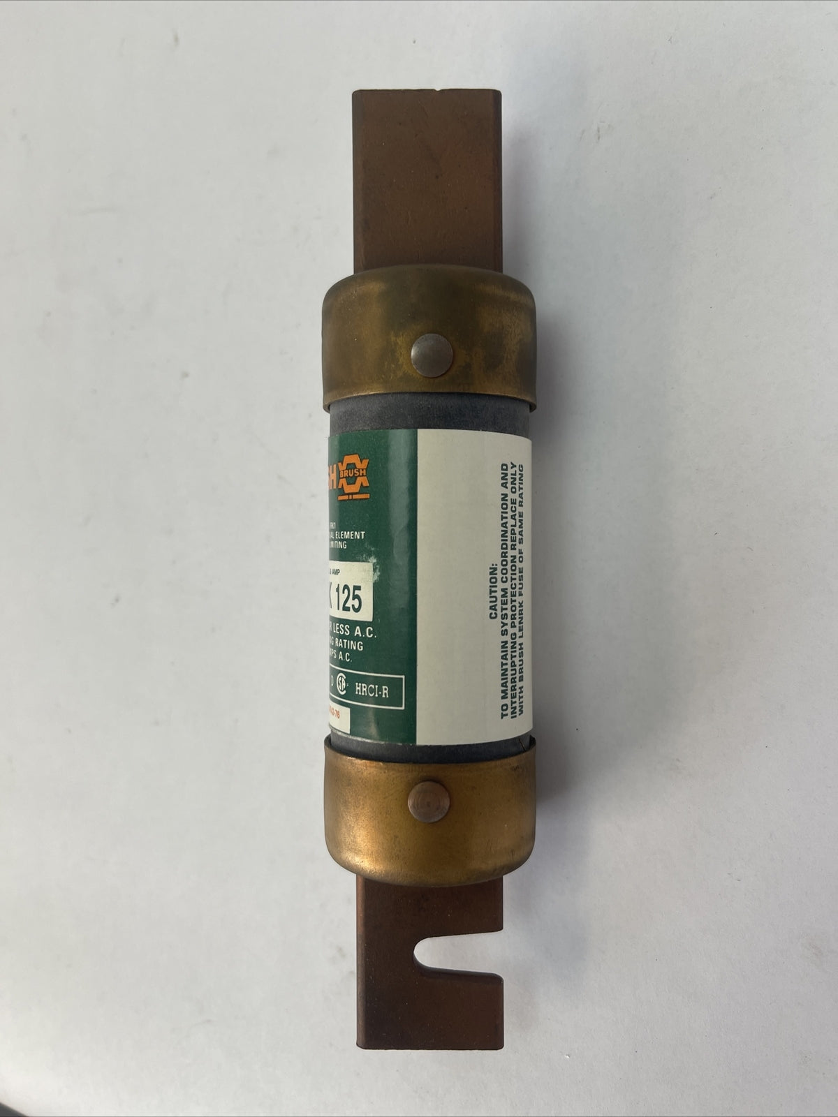 BRUSH LENRK 125 CLASS RK1 TIME DELAY DUAL ELEMENT FUSE 125AMP 250VAC CURRENT