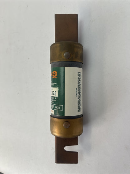 BRUSH LENRK 125 CLASS RK1 TIME DELAY DUAL ELEMENT FUSE 125AMP 250VAC CURRENT