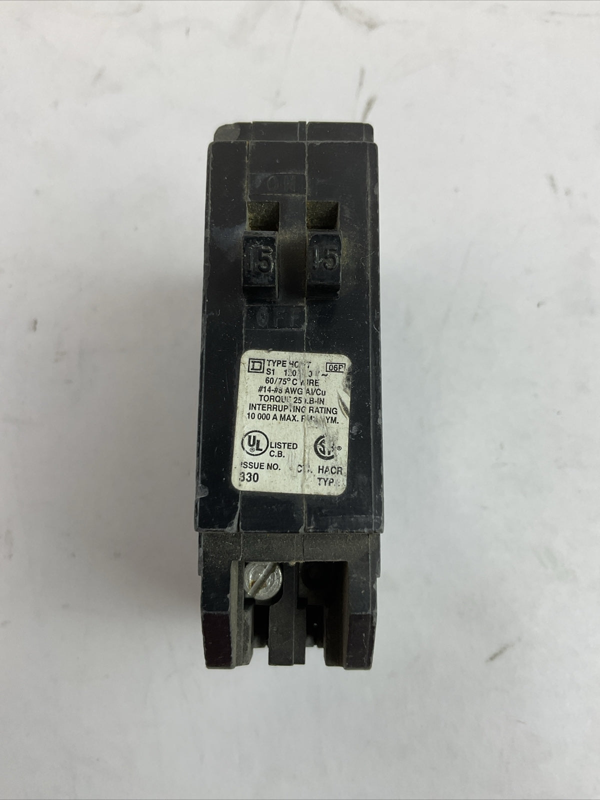 SQUARE D HOMT1515 MINITURE CIRCUIT BREAKER 15/15AMP 120/240VAC (LOT OF 4)