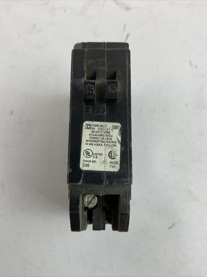 SQUARE D HOMT1515 MINITURE CIRCUIT BREAKER 15/15AMP 120/240VAC (LOT OF 4)
