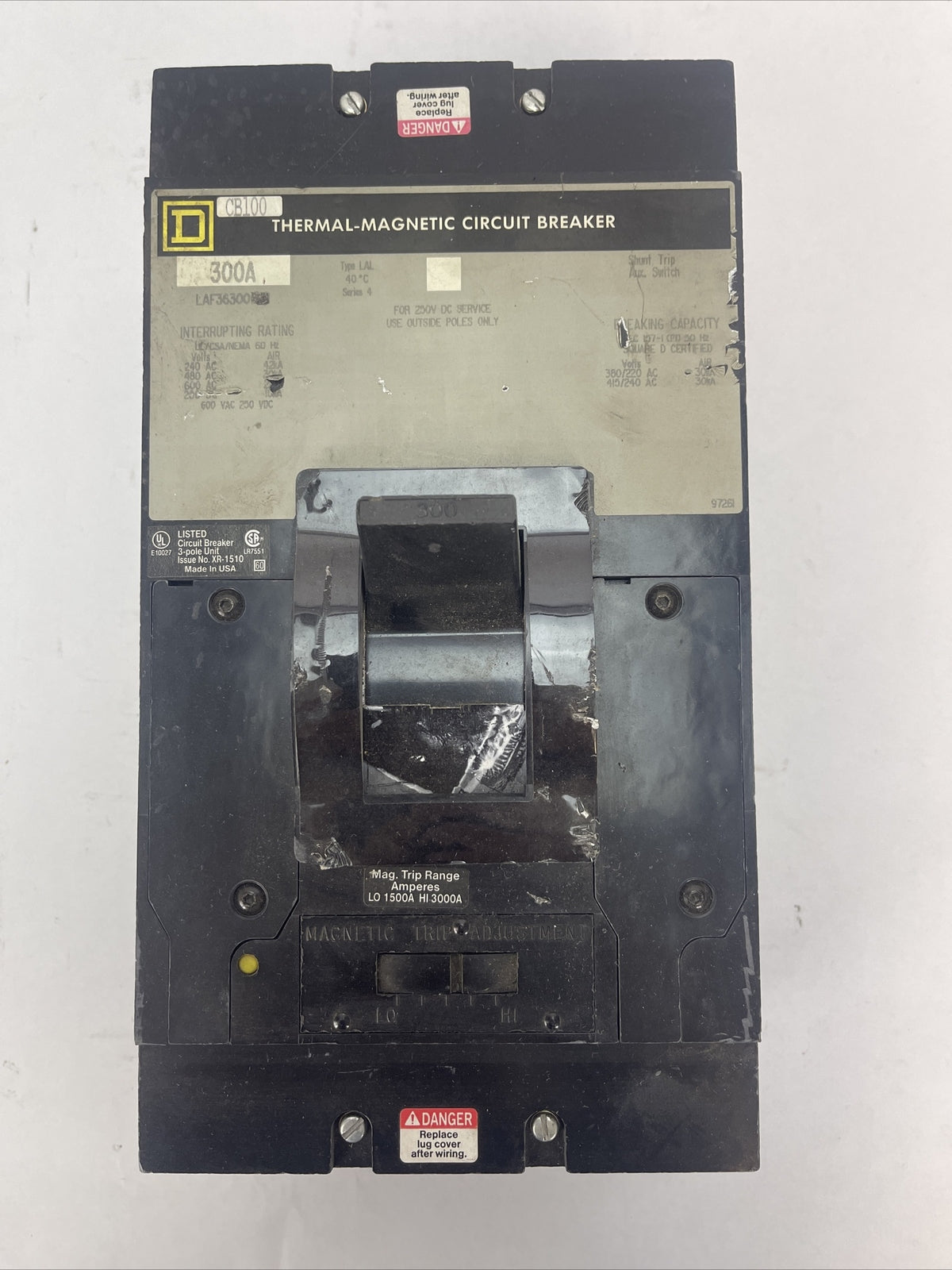 SQUARE D LAF36300 THERMAL-MAGNETIC CIRCUIT BREAKER 300AMP 600VAC 250VDC 3POLE