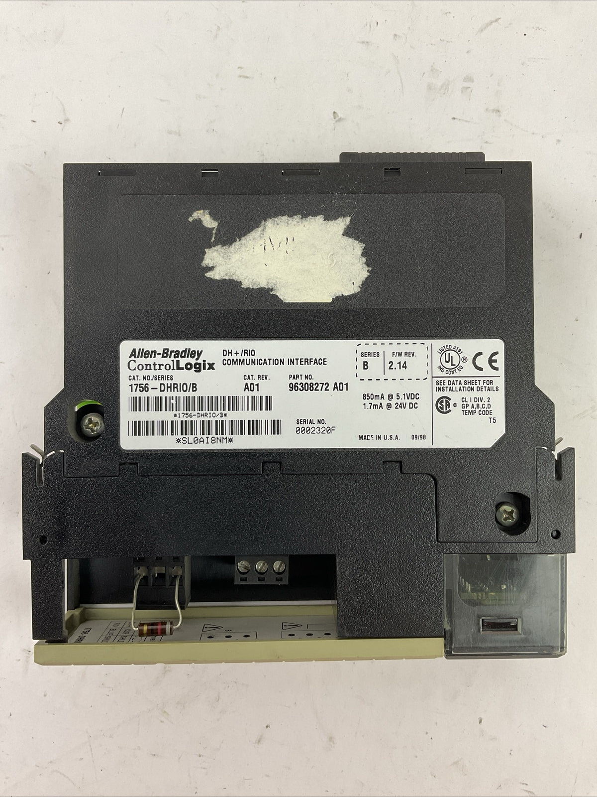 ALLEN BRADLEY 1756-DHRIO SER B CAT REV A01 F/W REV 2.14 COMMUNICATION INTERFACE