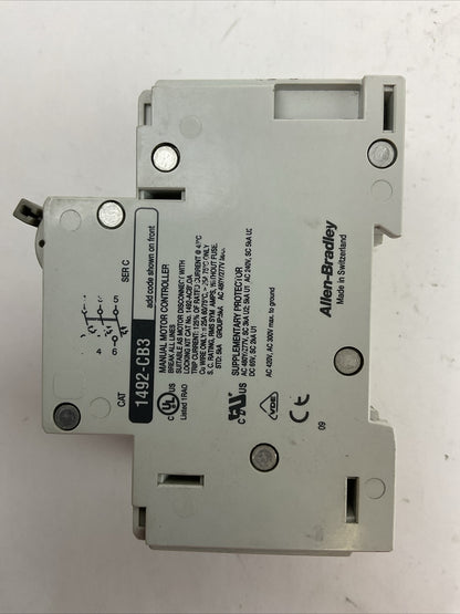 ALLEN BRADLEY 1492-CB3G060 MANUAL MOTOR CONTROLLER 6A 3HP 3P 480Y/277VAC SER C