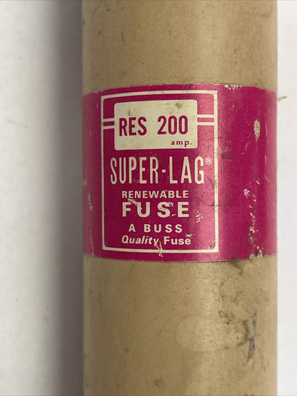 BUSS RES200 SUPER-LAG RENEWABLE FUSE 200AMP 600VAC