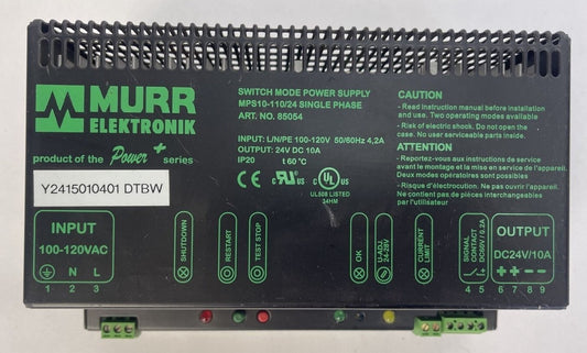 MURR ELEKTRONIK Y2415010401 DTBW SWITCHING MODE POWER SUPPLY MPS10-110/24 SINGLE