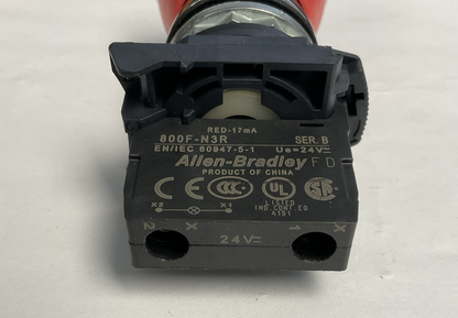 ALLEN-BRADLEY - 800F-N3R SER. B - RED PUSH BUTTON