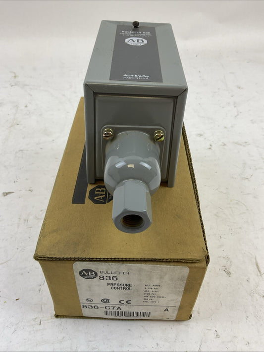 ALLEN BRADLEY 836-C7A PRESSURE CONTROL ADJ RANGE 4-150PSI ADJ DIFF 2-25PSI