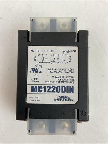 LAMBDA MC1220DIN NOISE FILTER 250VAC 20A 50/60HZ