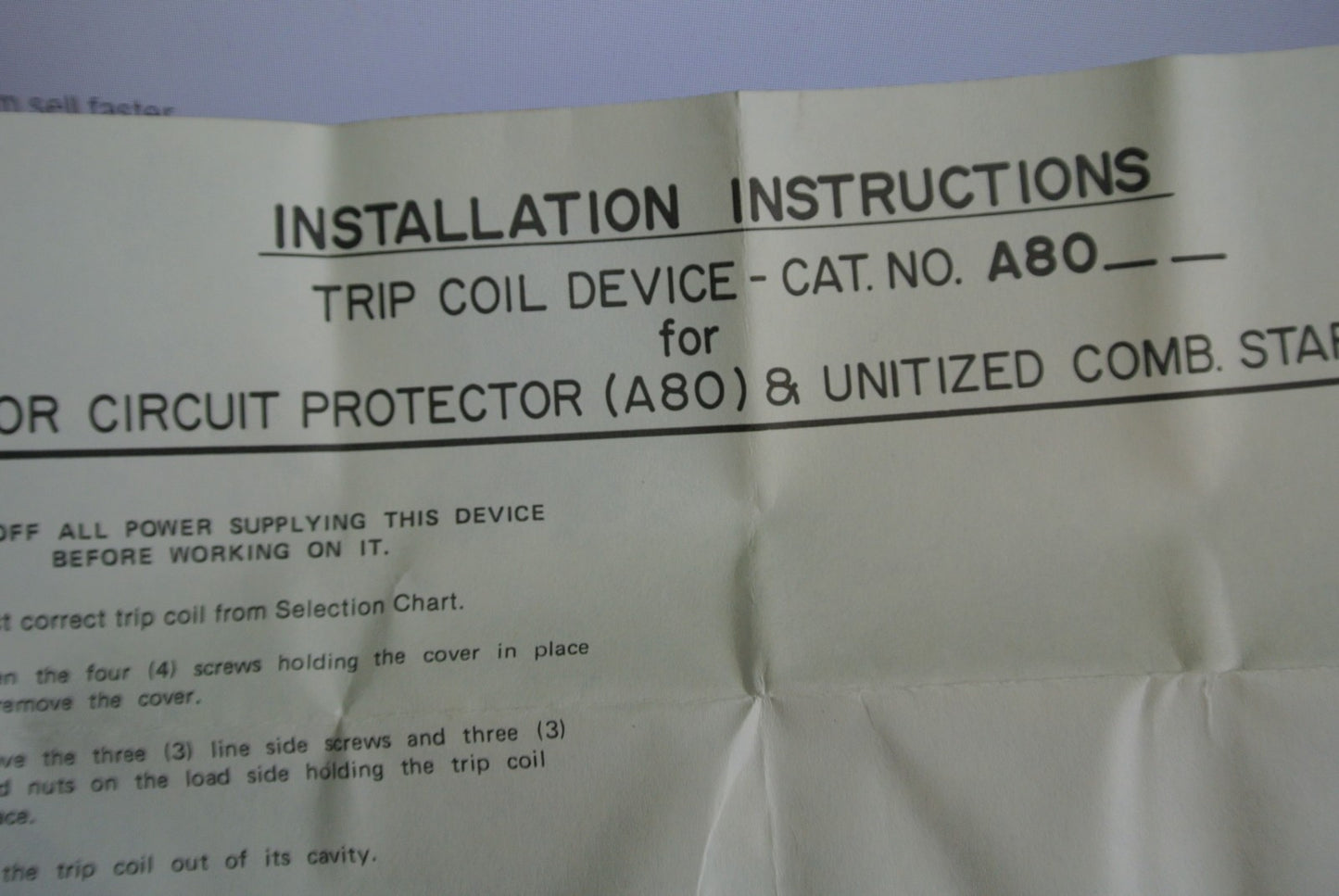 TELEMECANIQUE A80P10 - TRIP COIL for A80 - NEW SURPLUS in FACTORY BOX