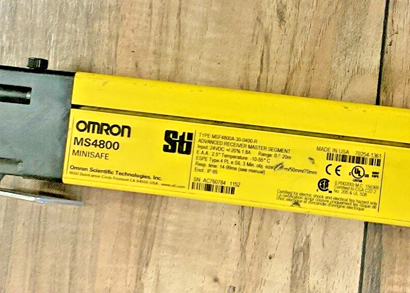 OMRON MSF4800A-30-0400 LIGHT CURTAIN TRANSMITTER AND RECEIVER 24VDC MS4800 STI