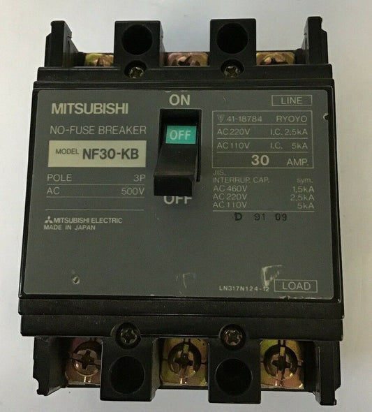 MITSUBISHI NF30-KB 30AMP NO-FUSE  CIRCUIT BREAKER 500VAC 3POLE