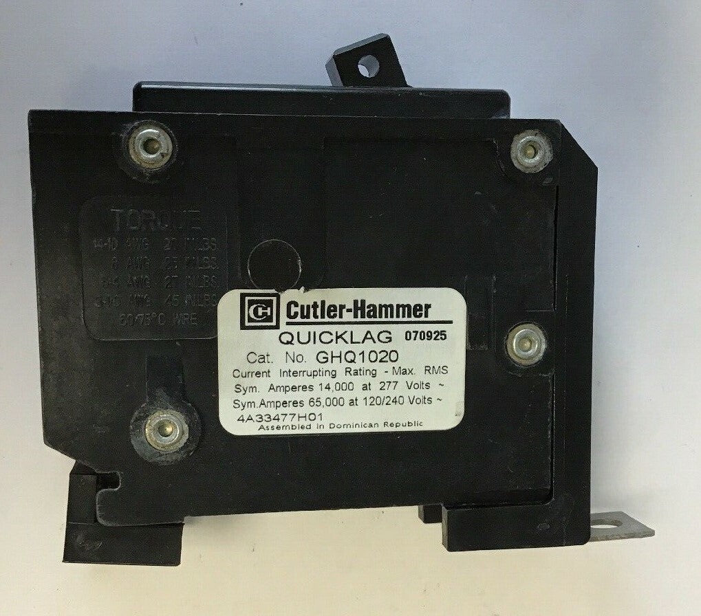 CUTLER HAMMER GHQ1020 QUICKLAG 20AMP CIRCUIT BREAKER 120/240VAC***LOTOF10***