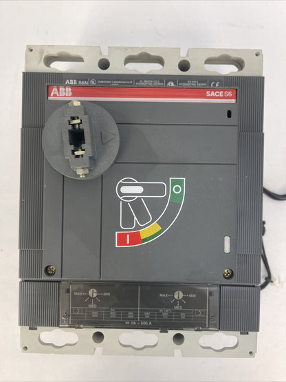 ABB S6N CIRCUIT BREAKER 600V 600AMP 3POLE SHUNT TRIP 24V