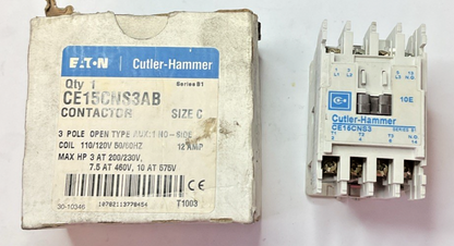 EATON CE15CNS3AB CONTACTOR SER.B1 12A 50/60HZ 10HP@575V SIZE C