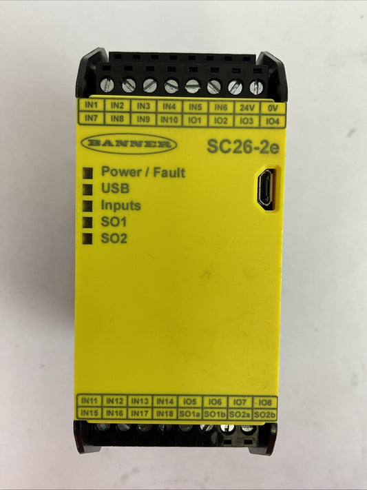 BANNER SC26-2E 85067 SAFETY CONTROLLER BASE CONTROL MODULE 24VDC