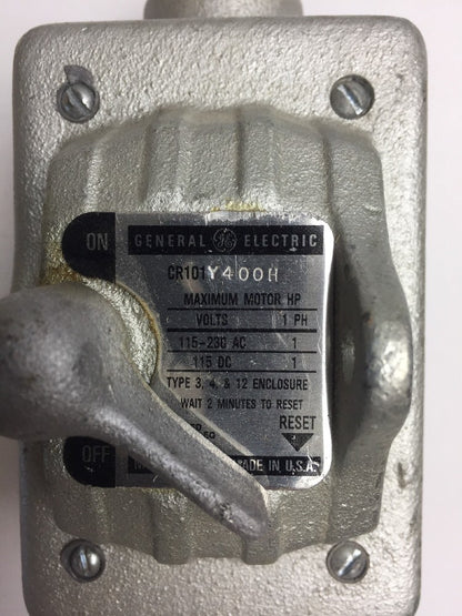 GE CR101Y400H MAN MOTOR STARTER SINGLE SPEED 1HP MAX 115/230V 25-60HZ 1 POLE