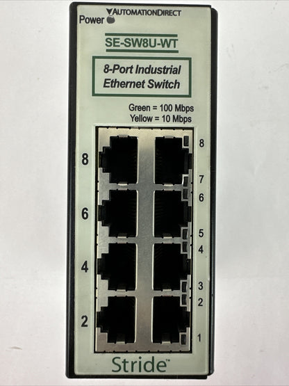 STRIDE SE-SW8U-WT 8-PORT INDUSTRIAL ETHERNET SWITCH 150mA @ 30VDC REV 2.01