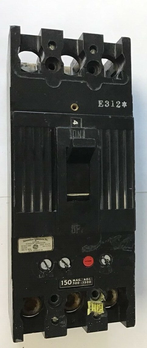 GENERAL ELECTRIC E11592 CIRCUIT BREAKER 150A 600VAC 700-1500 TRIP