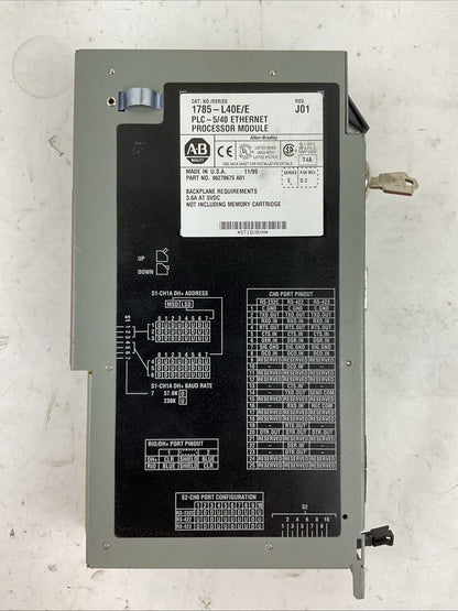 ALLEN BRADLEY 1785-L40E SER E REV J01 F/W REV D.2 PLC-5/40 ETHERNET PROCESSOR