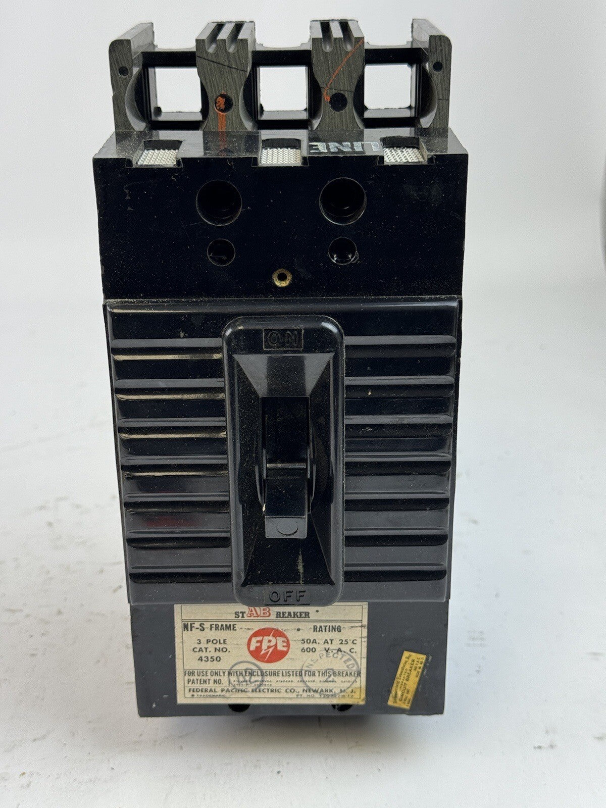FPE FEDERAL PACIFIC - 4350- STAB CIRCUIT BREAKER - 3 POLE, 600 VAC, 50 A -NEW