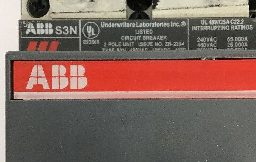 ABB S3N CIRCUIT BREAKER 100AMP 2 POLE 480VAC/500VDC
