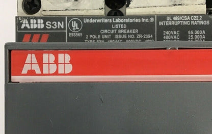 ABB S3N CIRCUIT BREAKER 100AMP 2 POLE 480VAC/500VDC