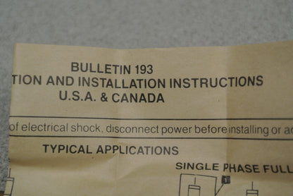 ALLEN-BRADLEY 193-BSB12 BIMETALLIC OVERLOAD RELAY 0.8-1.2A / NEW SURPLUS