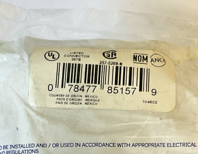 LEVITON 257-5269-N GROUND WIRE CONNECTOR 15A 125V 60HZ***LOTOF3***