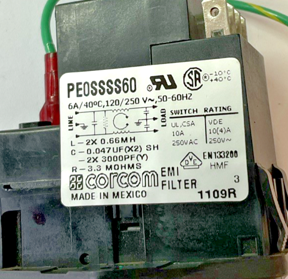 CORCOM PE0SSSS60 POWER ENTRY MODULE 6A 120/250VAC 50-60HZ