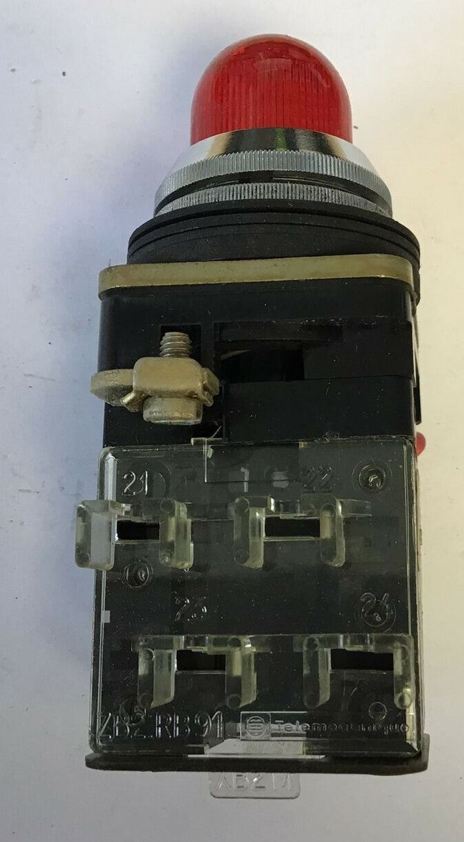 /TELEMECANIQUE ZB2.MY 104 PUSH BUTTON PILOT LIGHT RED 600VAC/DC