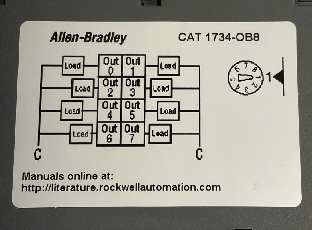 ALLEN BRADLEY 1734-OB8 OUTPUT MODULE SER.C FW3.022  W/1734-TOPS SER.A**LOTOF4**