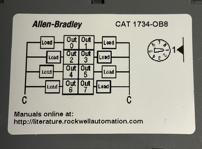 ALLEN BRADLEY 1734-OB8 OUTPUT MODULE SER.C FW3.022  W/1734-TOPS SER.A**LOTOF4**