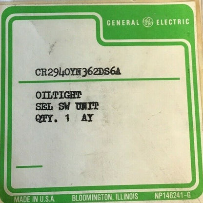 GENERAL ELECTRIC SELECTOR SWITCH CR2940YN362DS6A
