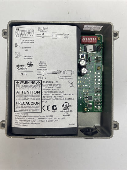 JOHNSON CONTROLS P266BCA-100 FAN SPEED CONTROL TYPE 3R ENCLOSURE 480/575VAC 4AMP
