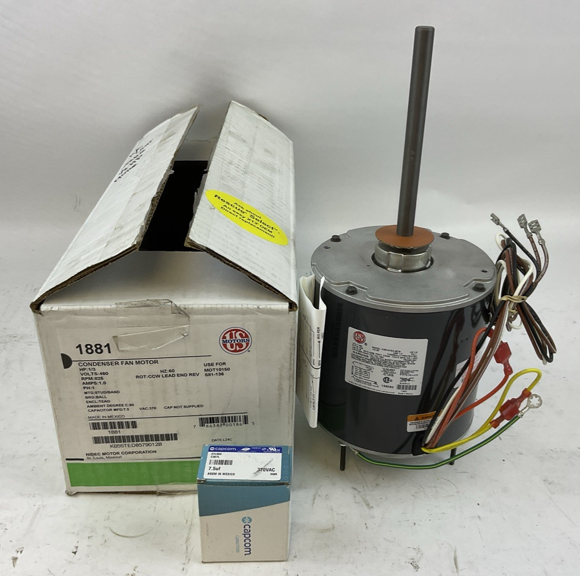 US MOTORS K55HXTED-8579 1/3HP 460V 60HZ 1.0 AMPS 825RPM CONDENSER FAN MOTOR
