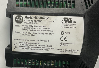 ALLEN BRADLEY 1606-XLP30E POWER SUPPLY SER.A 240V 50-60HZ