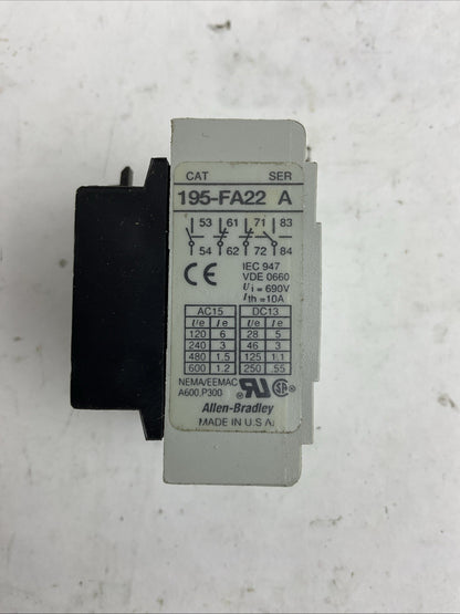 ALLEN BRADLEY 195-FA22 SER A CONTACT BLOCK