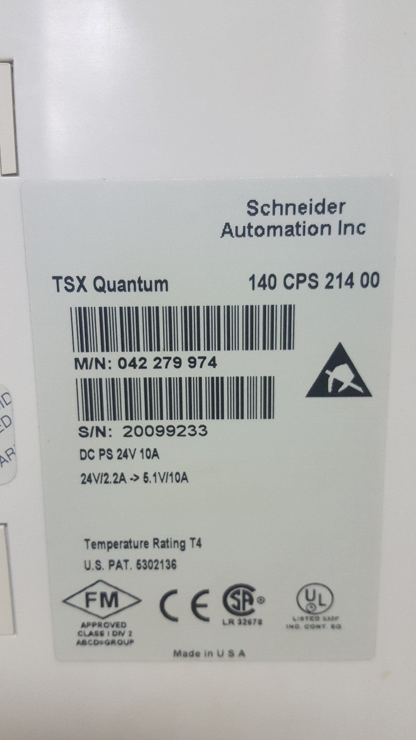 SCHNEIDER MODICON 140CPS21400 POWER SUPPLY 10AMP 24VDC TSX QUANTUM